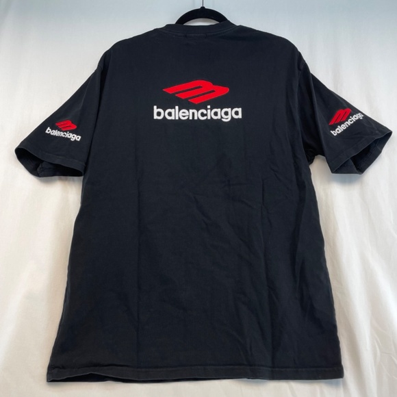 Balenciaga 3b Sports Icon Oversize T-shirt Black Embroidered Medium - Picture 2 of 15